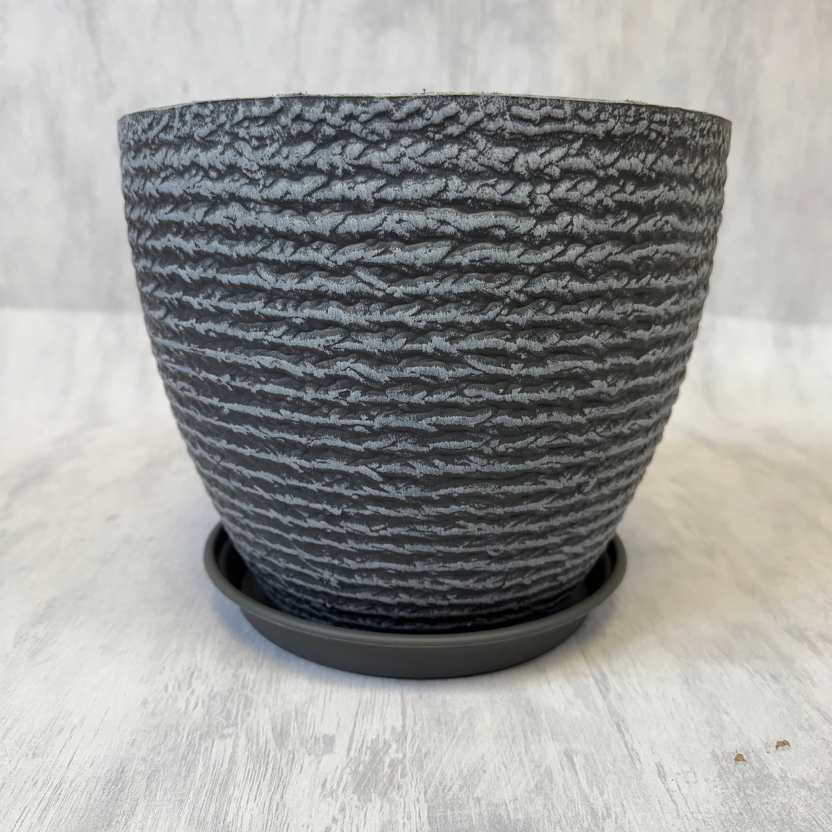 Macetero de Resina Moteada Gris M 27 cm