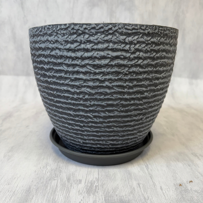 Macetero de Resina Moteada Gris M 27 cm