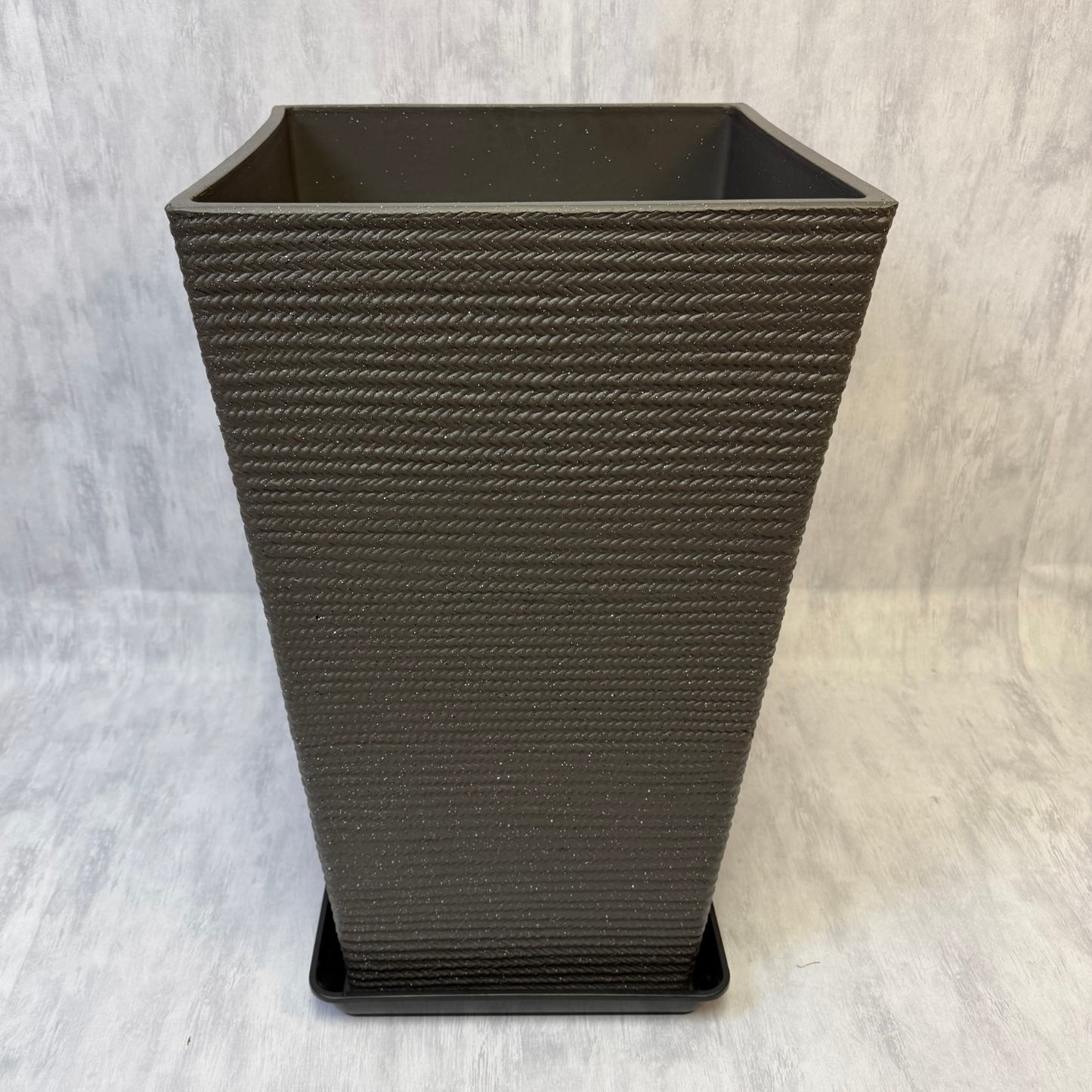 Macetero Rectangular de Soga Trenzada Negro XXL 69 cm