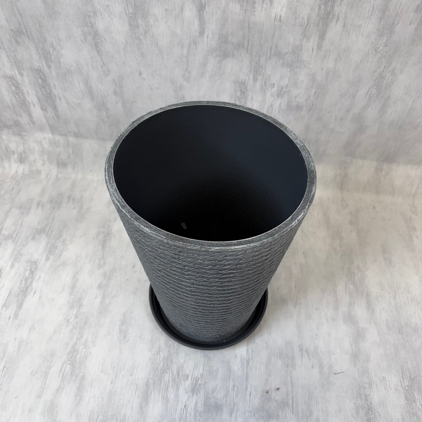 Macetero Cónico Tejido Gris Antracita