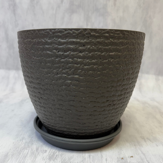 Macetero de Resina Moteada Negro M 27cm, foto 1 - Magno Botanics