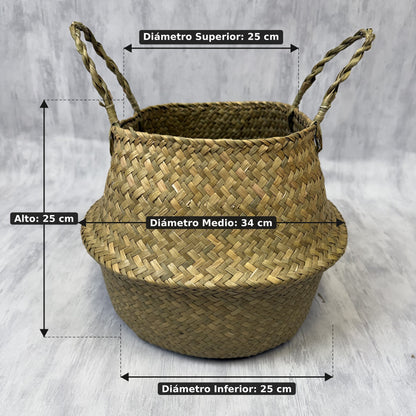 Macetero de Yute Tejido a Mano | Cesta Boho 25 cm